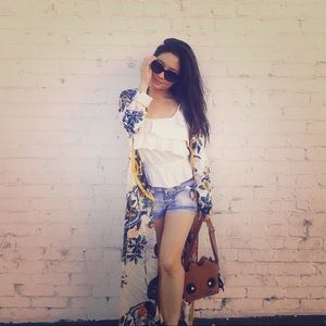 Kimono robe-tropical print